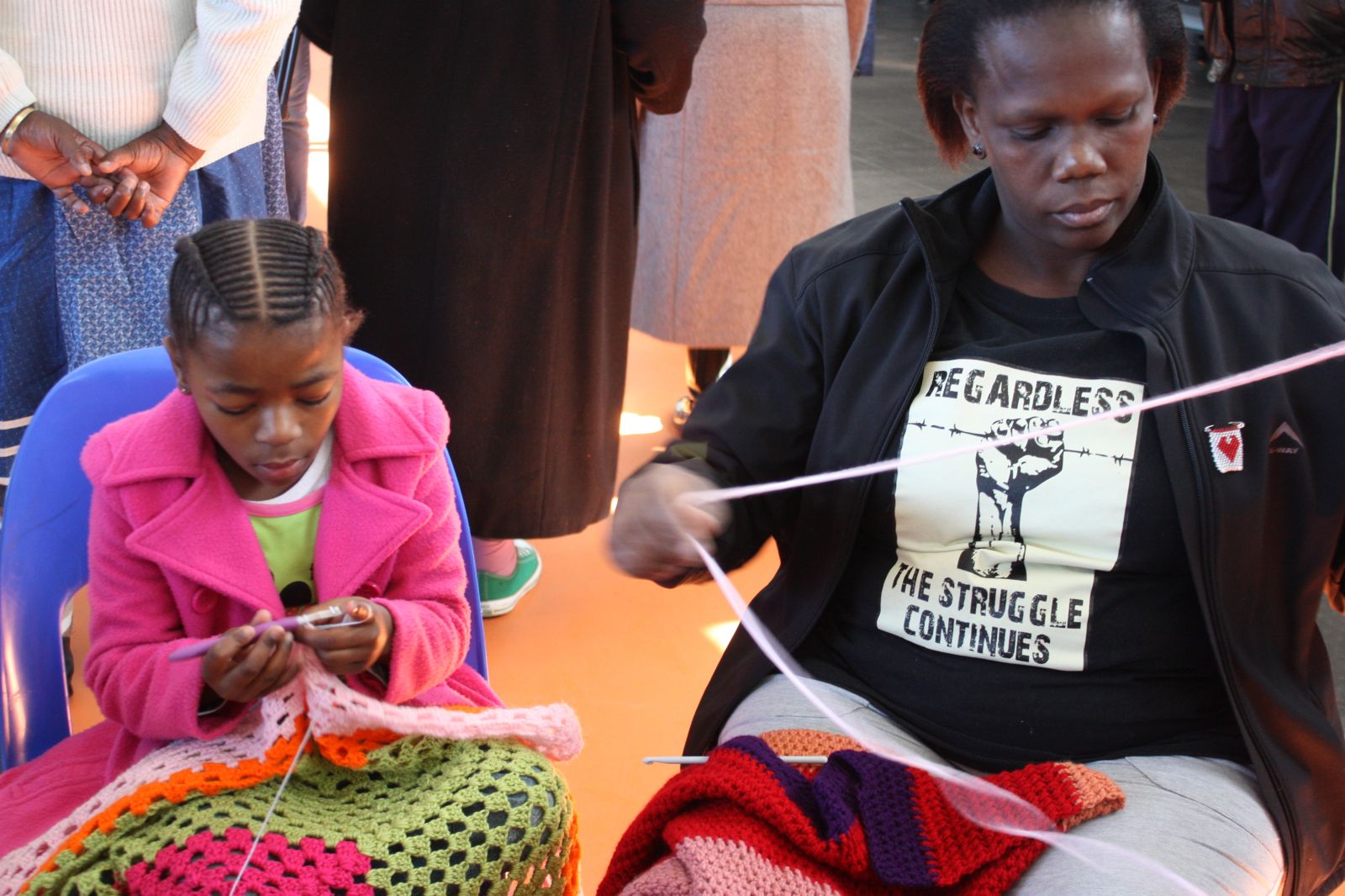 Young and old knitting