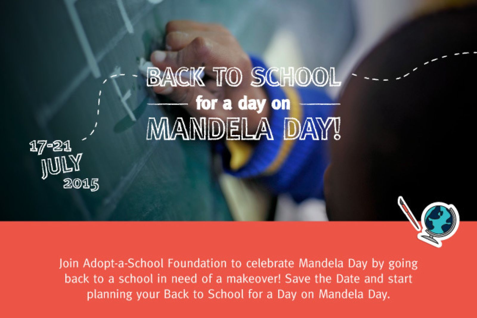 Back to School for a Day on Mandela Day 2015 Invitation